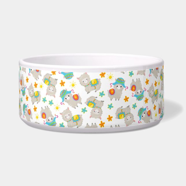 Tigela Padrões De Lhamas, Llamas Cutas, Alpacas, Flores (Frente)