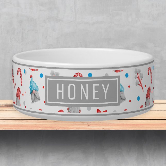 Tigela Padrões do Gnome natalino Modelo Pet Bowl (Criador carregado)