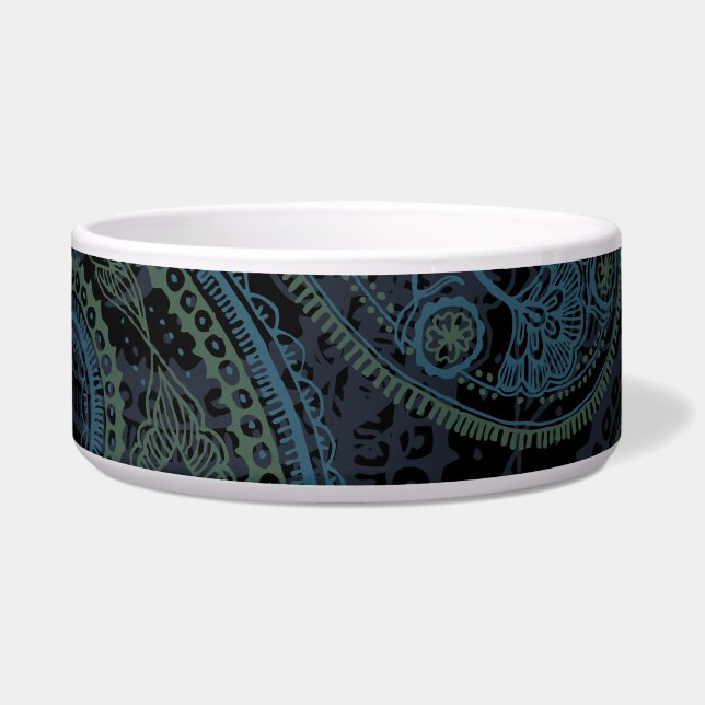 Tigela Paisley romântico de turquesa, azul & verde (Frente)