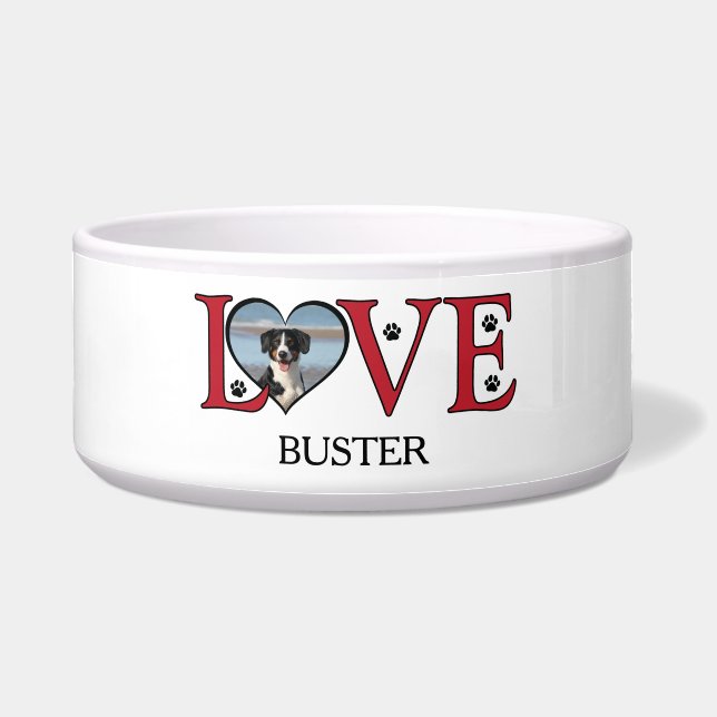 Tigela Palavras de amor bonitas com fotos de cães (Frente)