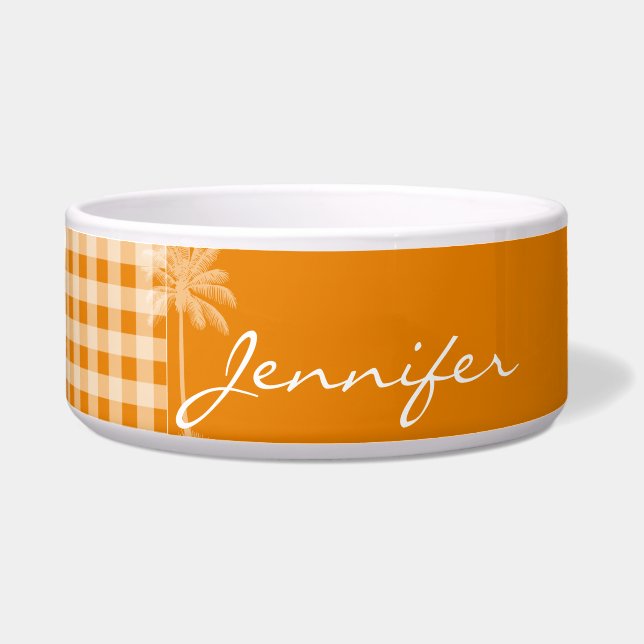Tigela Palma de Verão; Laranja Escuro Gingham (Frente)