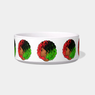 Tigela Pan-africana menina mulher negra verde vermelho or