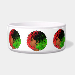 Tigela Pan-africana menina mulher negra verde vermelho or