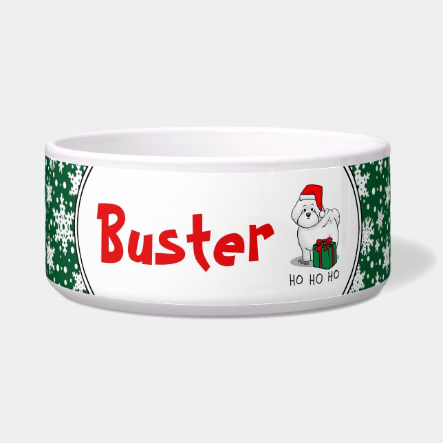 Tigela Papais noeis de Natal Bichon Frise Dog Cute (Frente)