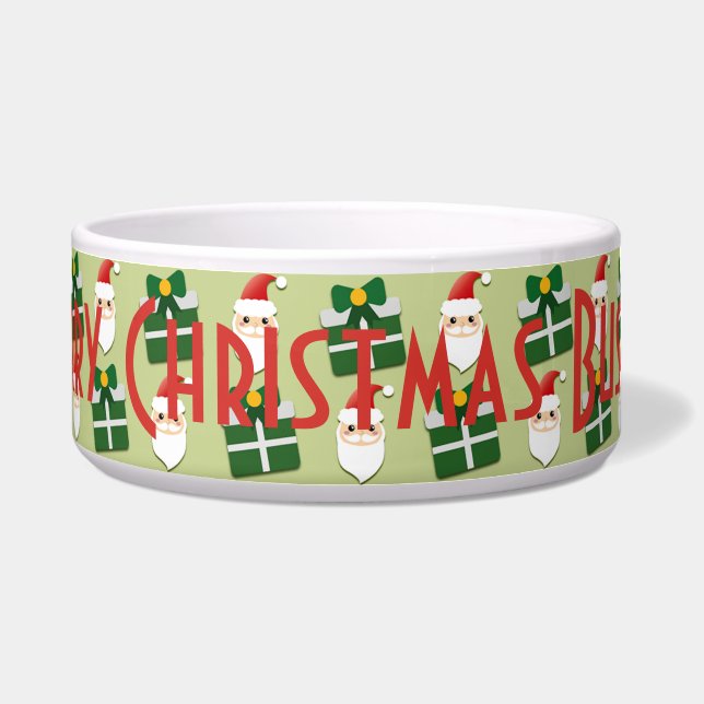Tigela Papais noeis de Natal Red Green Festivo Personaliz (Frente)