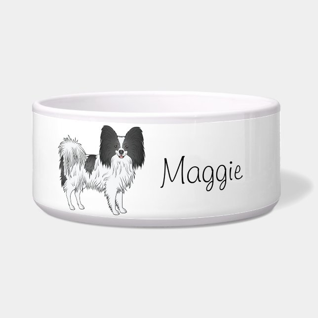 Tigela Papillon Preto e Branco Fofinho Com Texto Personal (Frente)