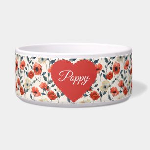 Tigela Papoila Vermelha Floral Pet Bowl