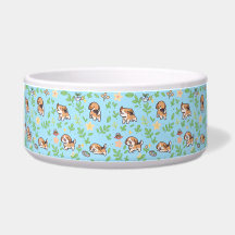Tigela Para Cachorro Beagle Primavera Floral Kawai