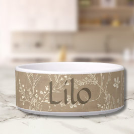 Tigela para Cachorro - Botânico Marrom, Personaliz