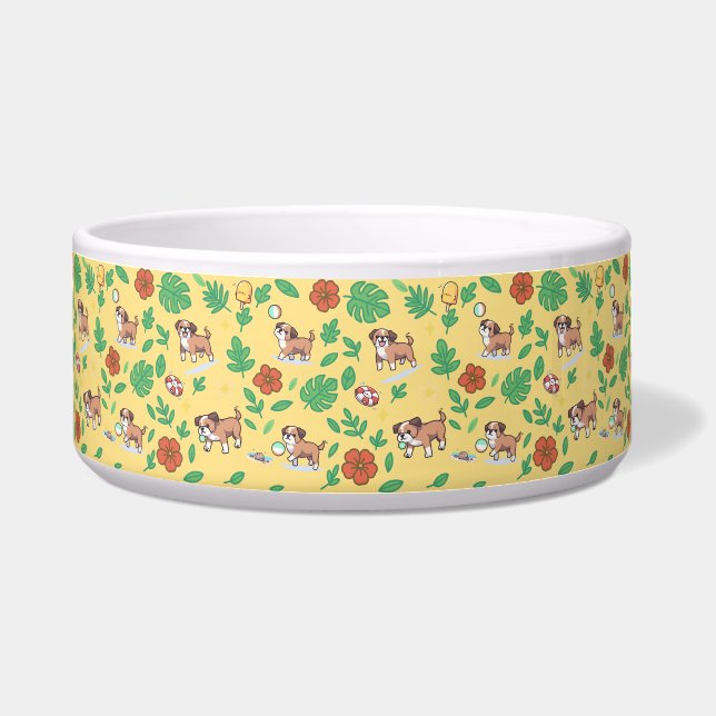 Tigela Para Cachorro Boxer Presente Floral De Verã (Frente)