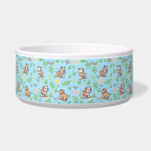 Tigela para cachorro Bulldog com design de floraçã