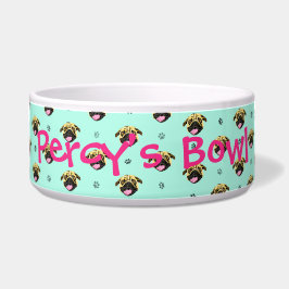 Tigela para cachorro com estampa de pug personaliz