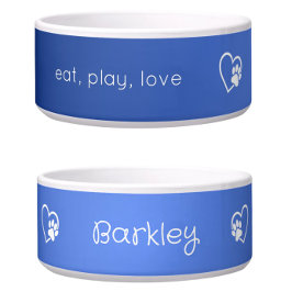 Tigela para cachorro com nome personalizado Azul A