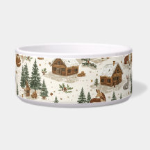 Tigela para cachorro Cozy Woodland Cabin – Veados,