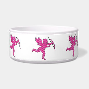 Tigela para Cachorro Cupido Brilho Rosa