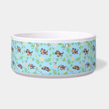 Tigela para cachorro Dachshund com design floral p
