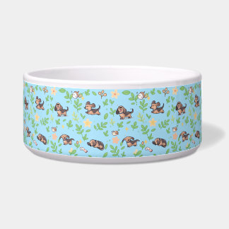 Tigela para cachorro Dachshund com design floral p