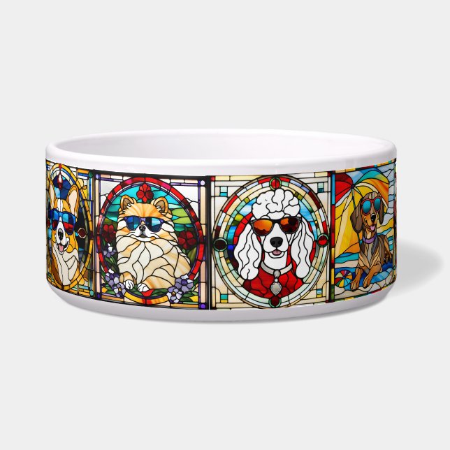 Tigela para cachorro de vidro colorido pequeno (Frente)