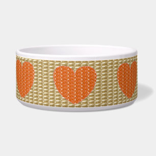 Tigela para Cachorro Dourado Laranja Coração Brilh