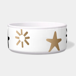 Tigela para Cachorro Estrelas Preto e Dourado
