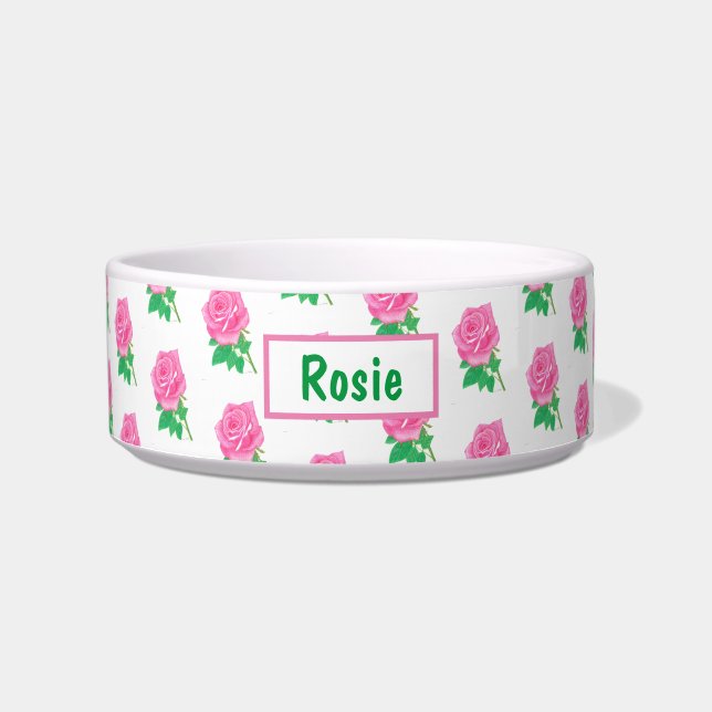 Tigela para cachorro ou gato Rosa Rosa (Frente)