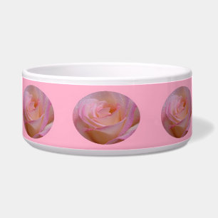 Tigela para Cachorro Rosa Bonita com Rosa em Faixa