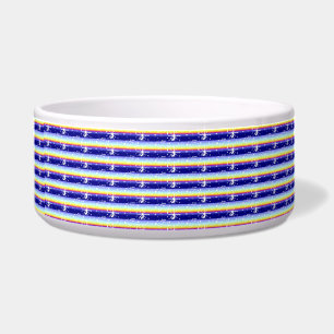 Tigela para Cachorro Roxo Azul Rosa Listrada