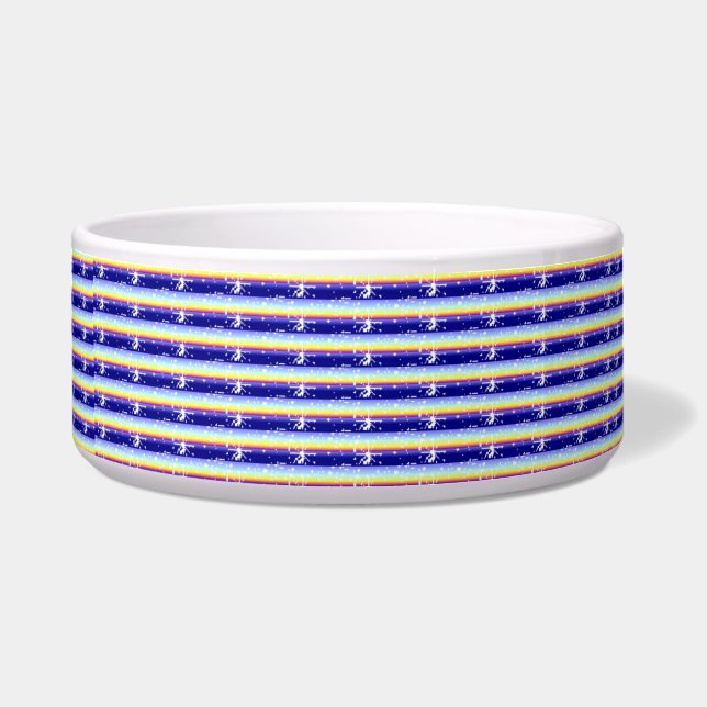 Tigela para Cachorro Roxo Azul Rosa Listrada (Frente)