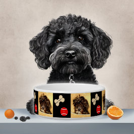 Tigela para cachorro Schnoodle com osso e bola