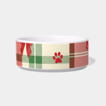 Tigela para Cão de Natal Rústico – Vermelho, Verde