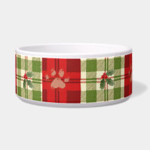 Tigela para Cão de Natal Rústico – Vermelho, Verde