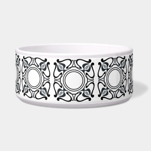 Tigela para cão preta e cinza Art Nouveau Designer