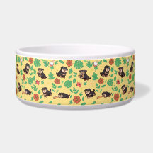Tigela para Cão Rottweiler com Kawaii Floral de Ve