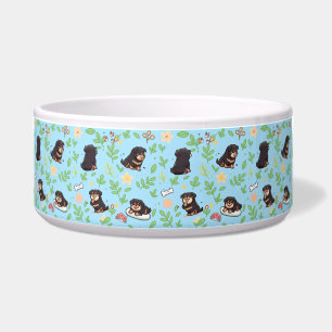 Tigela para Cão Rottweiler Desenho Floral Pastel P