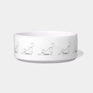 Tigela para Gato com Arte de Linha Minimalista Div