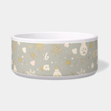 Tigela para Gato – Ornamento de Corações Dourados 