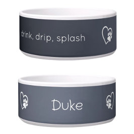 Tigela para Nome de Cachorro 'drink drip splash' C