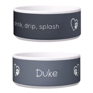 Tigela para Nome de Cachorro 'drink drip splash' C