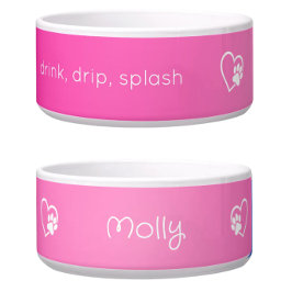Tigela para nome de cachorro 'drink drip splash' r