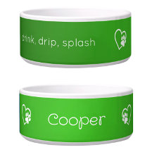 Tigela para nome de cachorro 'drink drip splash' v