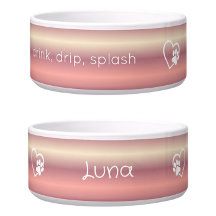 Tigela para Nome de Cachorro 'Peach drink drip spl