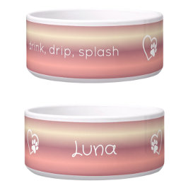 Tigela para Nome de Cachorro 'Peach drink drip spl