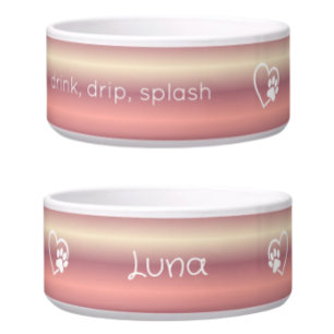 Tigela para Nome de Cachorro 'Peach drink drip spl