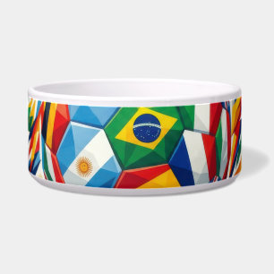 Tigela para Pet Bola de Futebol Bandeira das Naçõe