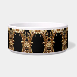 Tigela para Pet com Floral Dourado Ornamentado