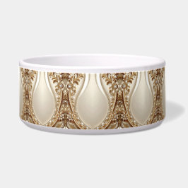 Tigela para Pet com Floral Ornamentado em Ouro Ele