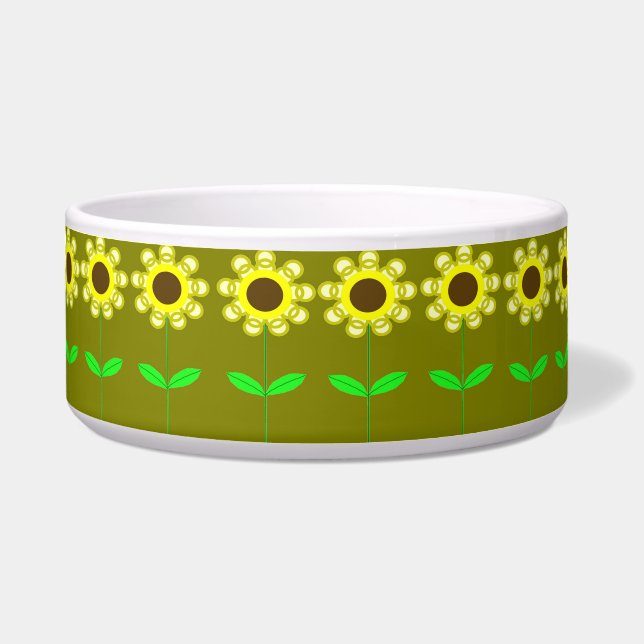 Tigela para Pet com Margaridas em Ouro (Frente)