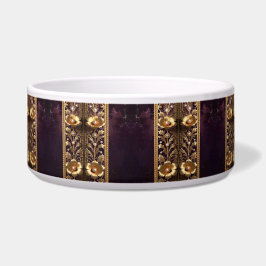Tigela para Pet com Ornamento Floral Dourado