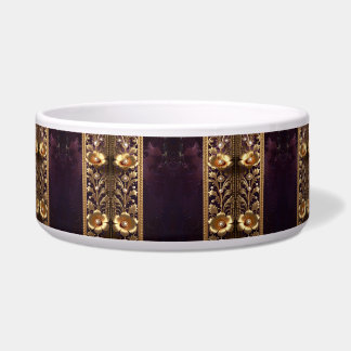 Tigela para Pet com Ornamento Floral Dourado