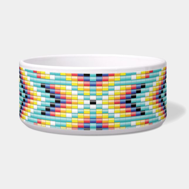 Tigela para Pet com Padrão de Contas Navajo (Frente)